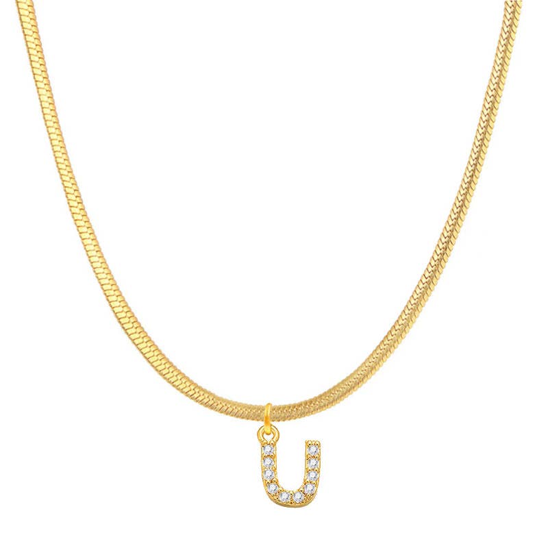 Titanium steel snake bone lock zircon pendant