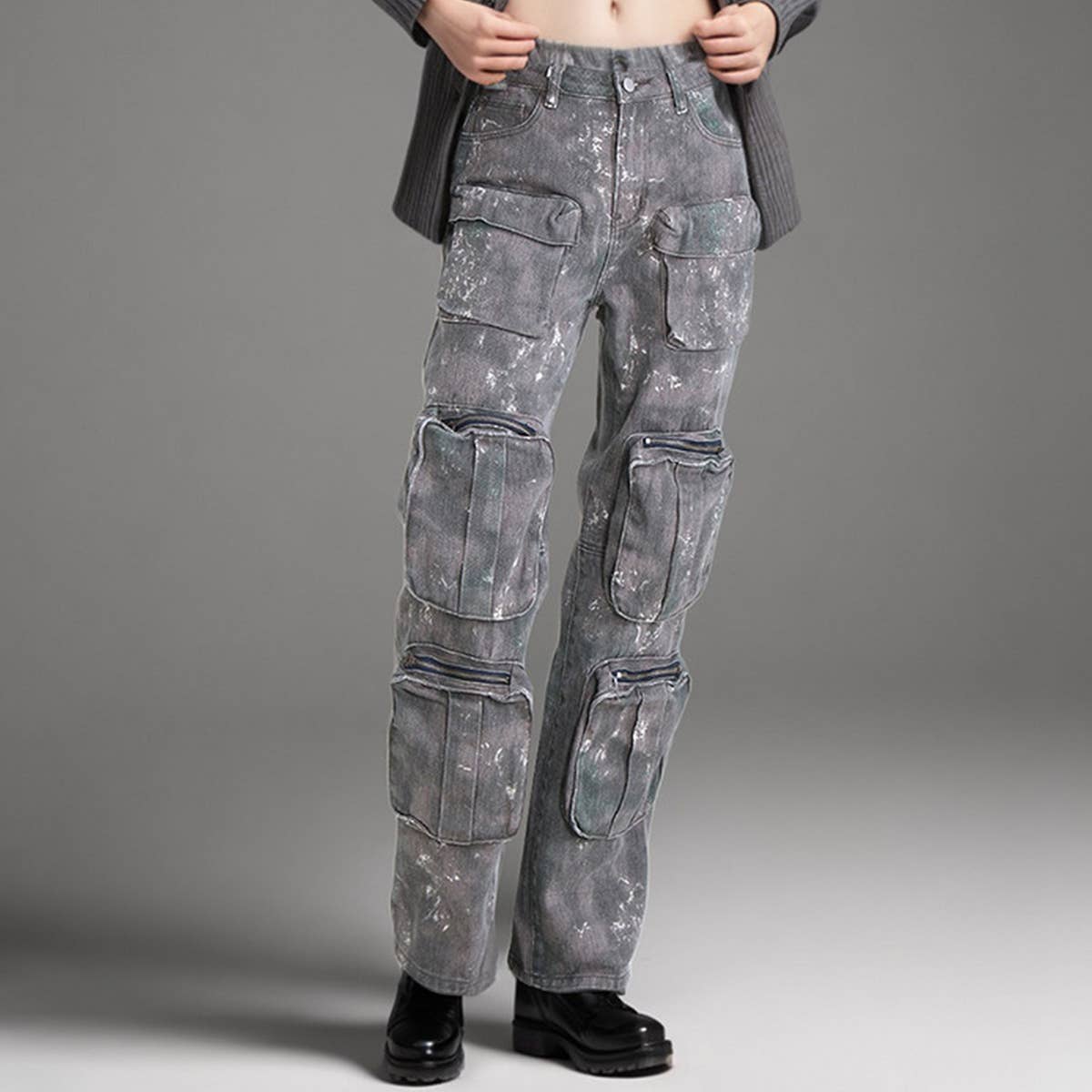 WOMENS CAMO LOOSE FITTING LOW RISE CARGO PANTS