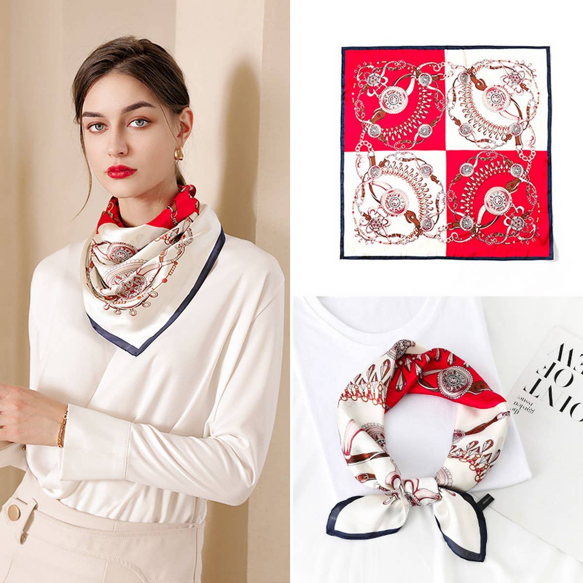 23" SILK FEELING SCARF SQUARE SATIN HEAD SCARF _CWASC0257