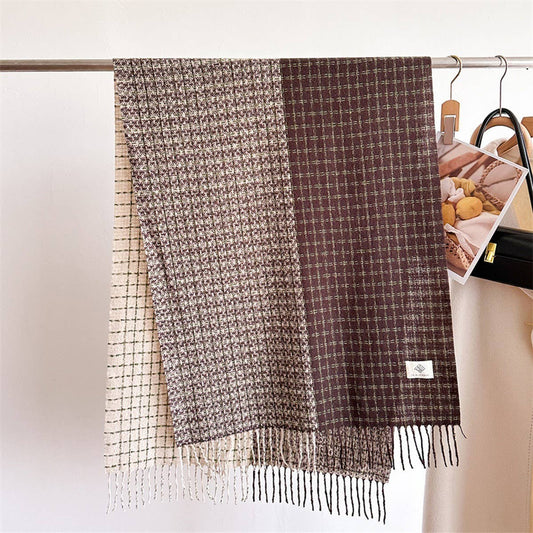 Plaid Colorblock Scarf ??Unisex Warm Winter Shawl_CWASC1447