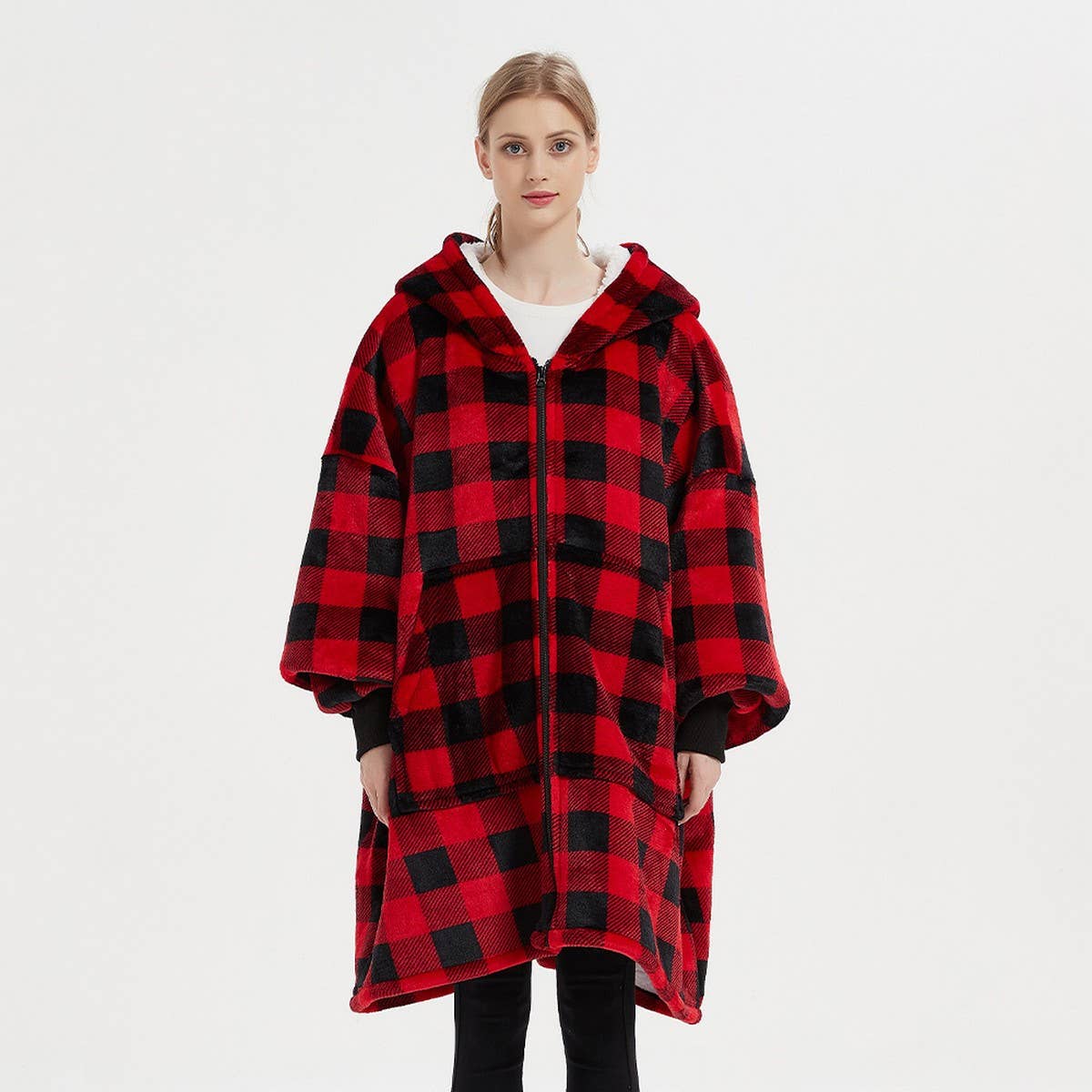 Couple¡¯s Wearable Hoodie Blanket Zip-Up Sweatshirt