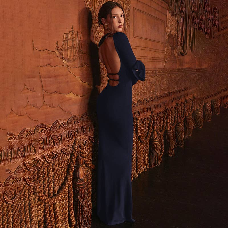 FASHION ETHOS ELEGANT BACKLESS SLIM-FIT DRESS