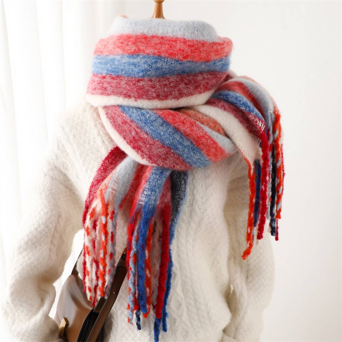 Rainbow Stripe Scarf - Cozy Cute Winter Wrap_CWASC0984
