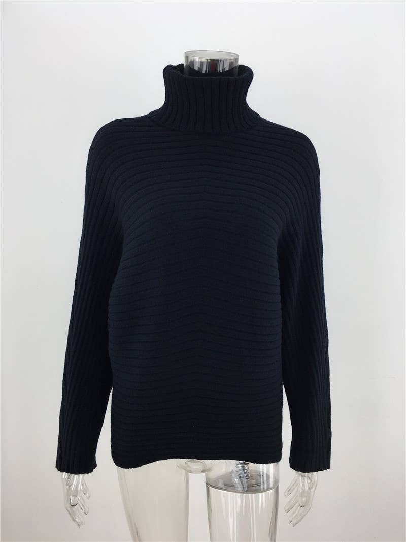STYLISH LOOSE-FITTING SOLID TURTLENECK SWEATER