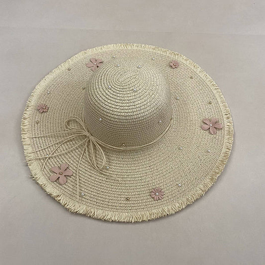 Summer beach vacation large brim sun hat_CWAH3497