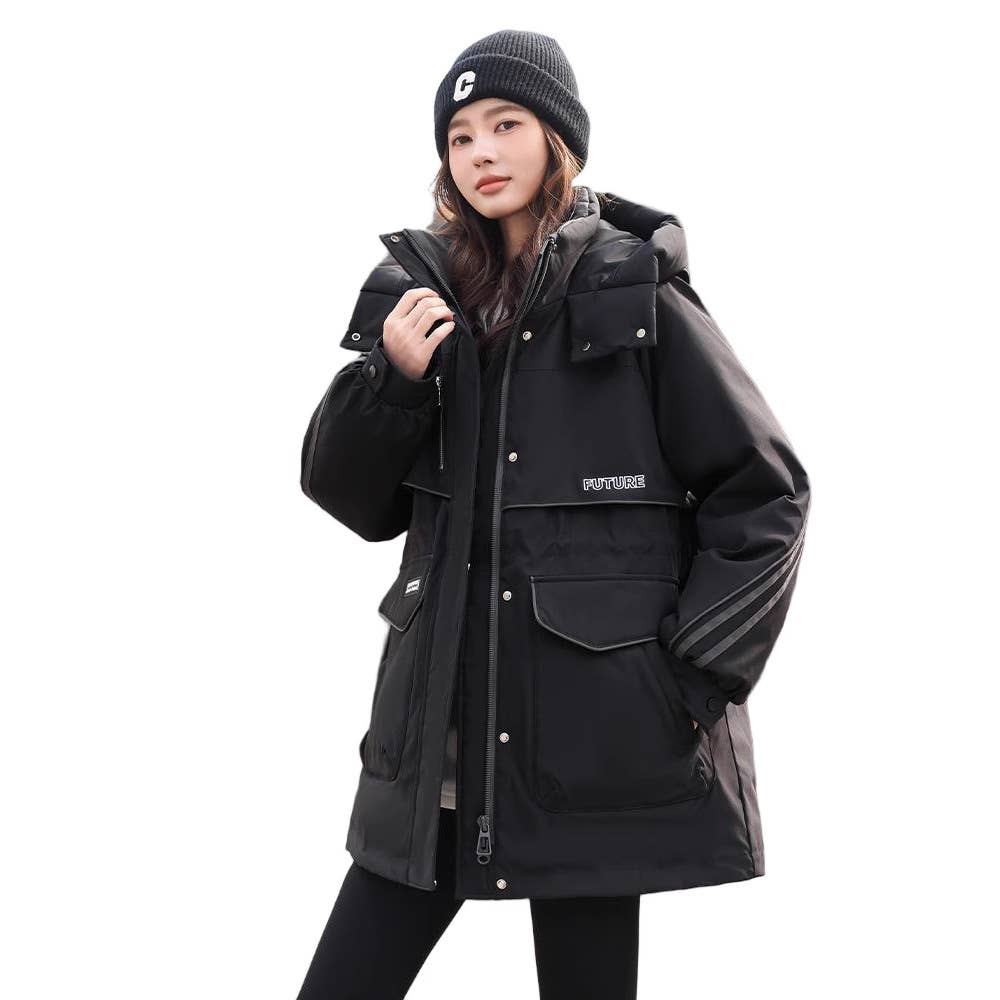 Hooded,color-blocked windproof, cotton jacket