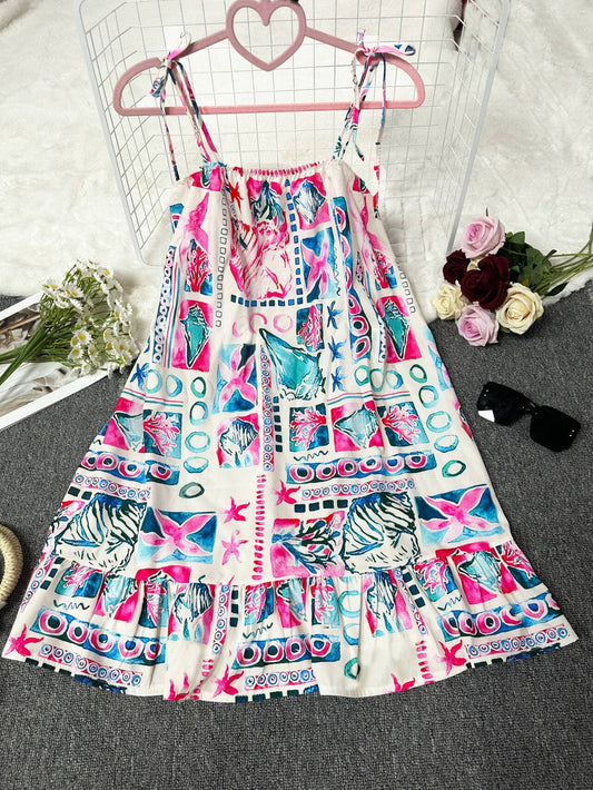 Sexy backless halter casual vacation dress