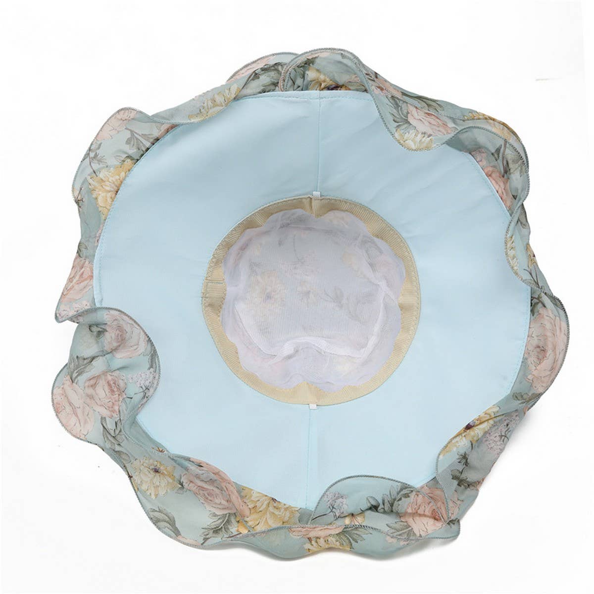 SEASIDE FLOWER BREATHABLE LARGE BRIM SUN HAT_CWAH1457