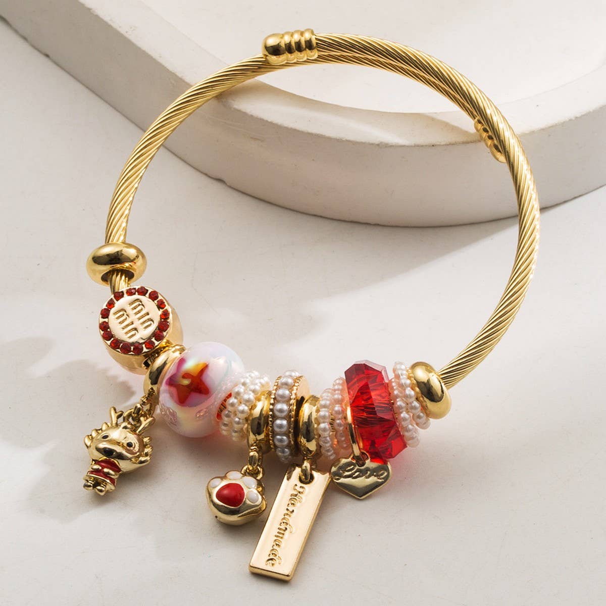 Gold Stainless Steel Bracelet with Animal Charms
