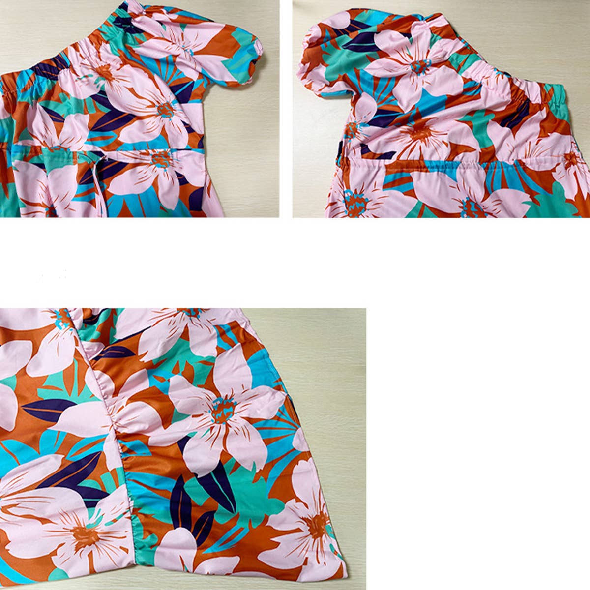 PRINTED BOHO DRESS WITH SLOPING NECK