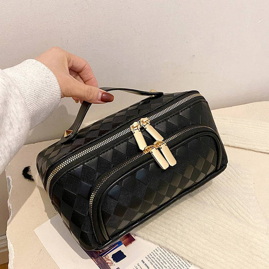 NEW PU LEATHER DIAMOND PATTERN COSMETIC BAG_CWAB4424