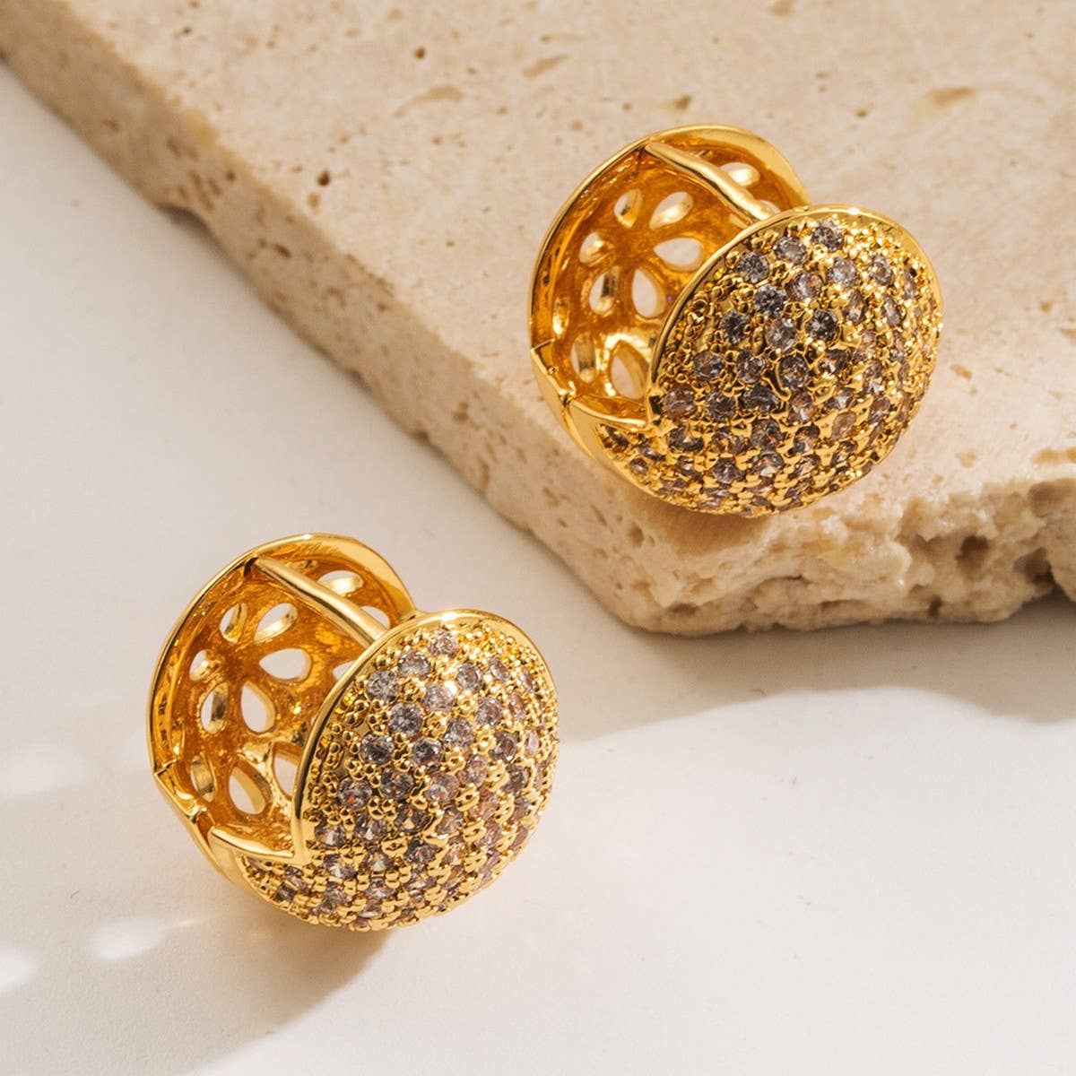 Creative Geometric Gold-Plated Hoop Earrings