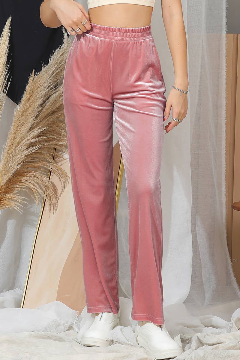 CWBLP417_WAIST BAND CASUAL VELVET LONG PANTS WITH POCKETS