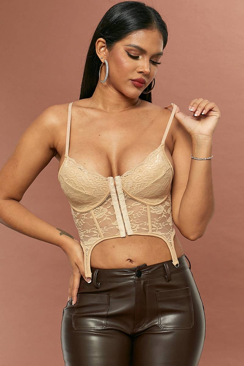 CWMU0312_SEXY LACE SLEEVELESS HALTER UNDERWEAR VEST