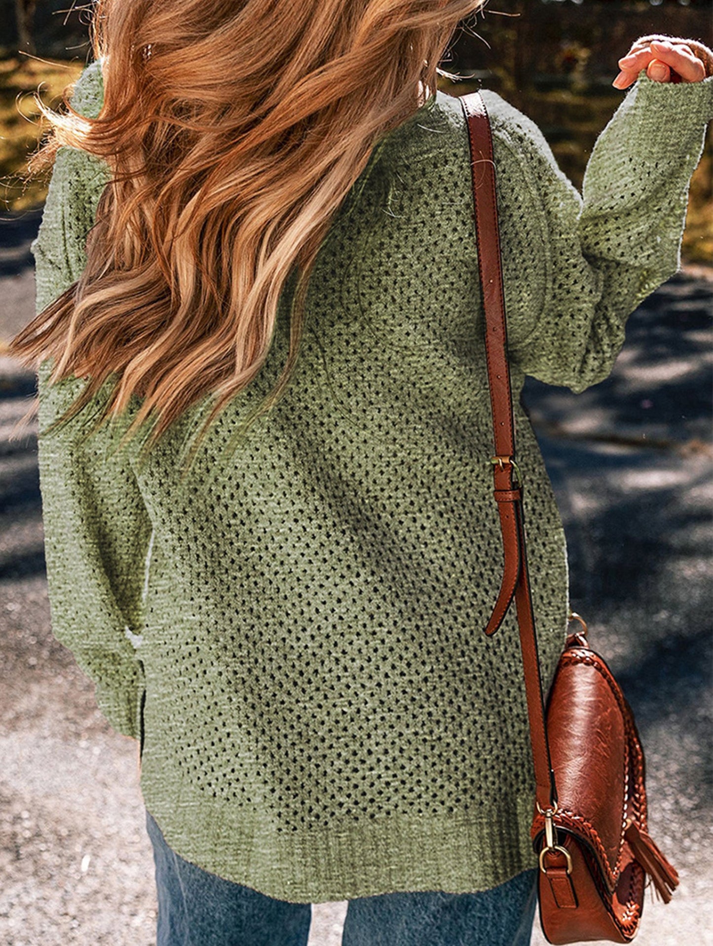 Loose V-neck sweater for women to hide fat