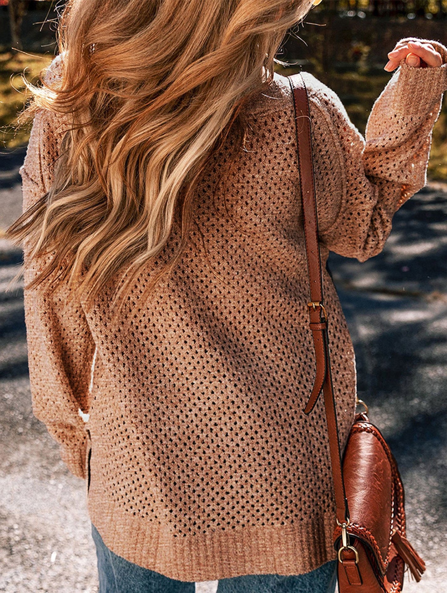 Loose V-neck sweater for women to hide fat