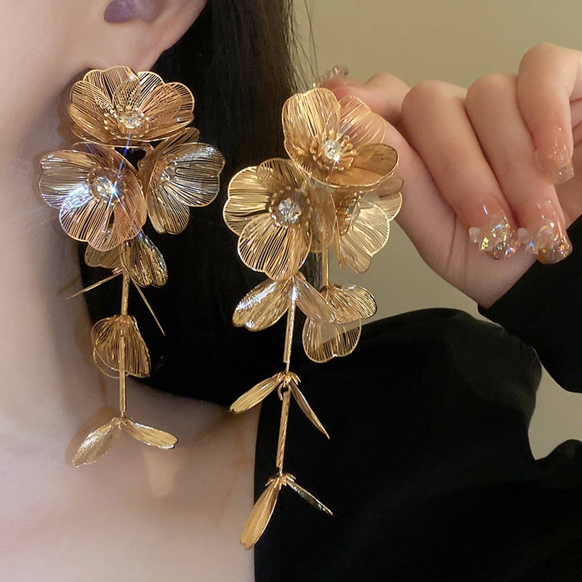 PERSONALIZED FLOWER LONG TASSEL EARRINGS_CWAJE2052