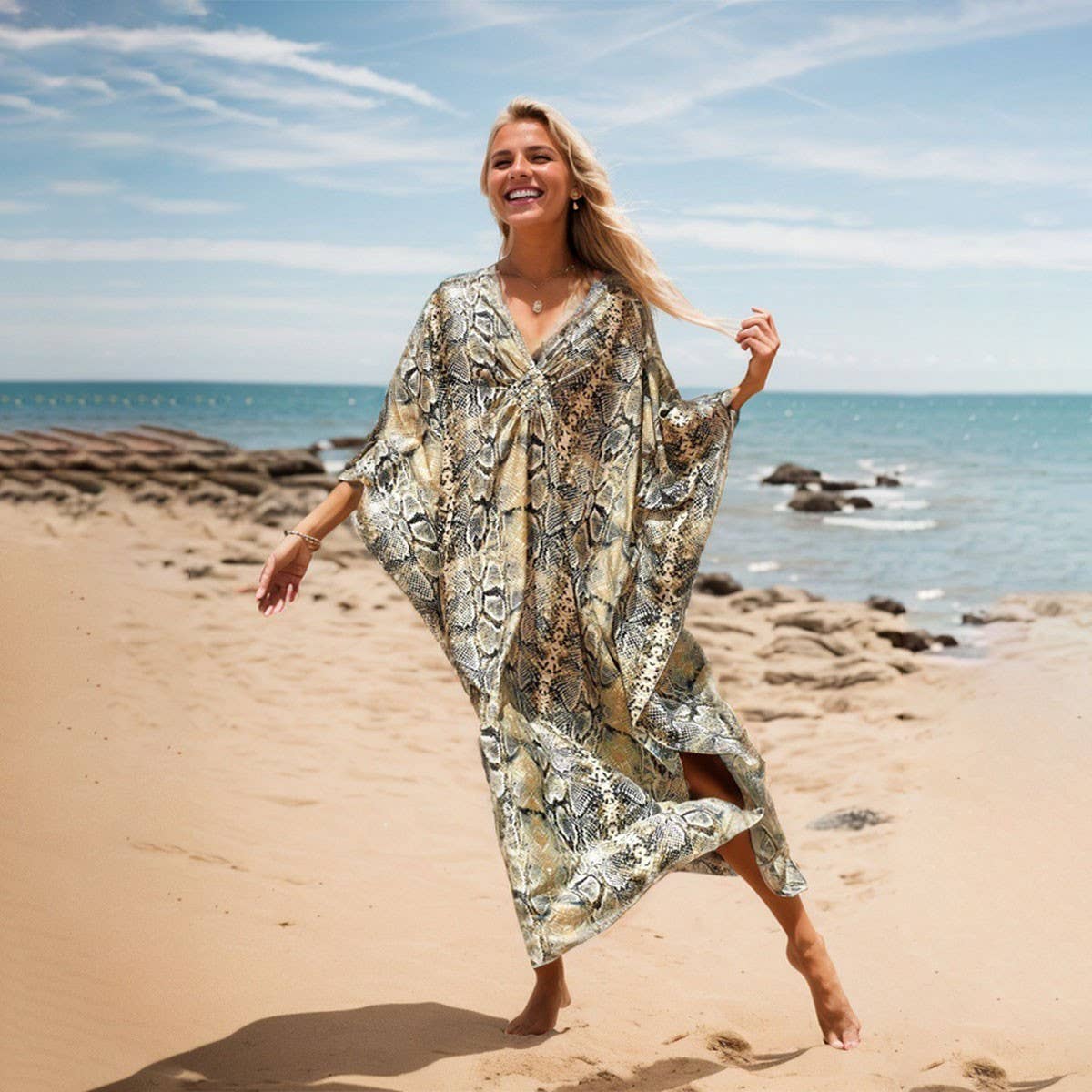 Rayon Beach Cover-Up with Handwoven Chest Detail_CWMM6157