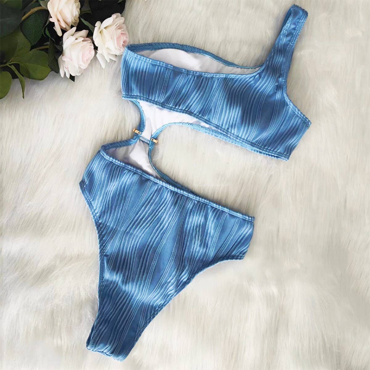 SOLID COLOR ONE SHOULDER SEXY ONE PIECE SWIMSUIT_CWMW0159