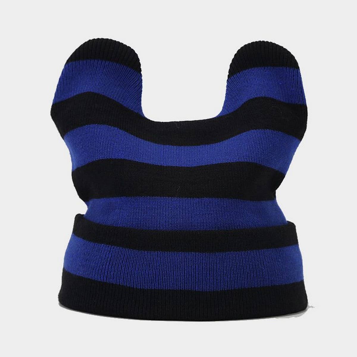 ARTISTIC RETRO STRIPED COW EAR KNITTED HAT_CWAH2127
