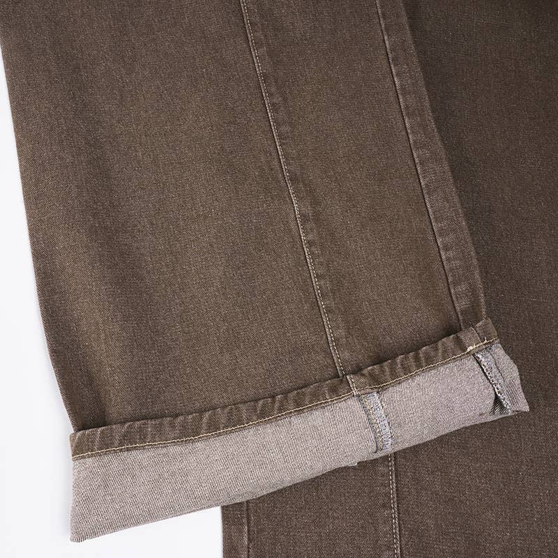 Maillard distressed loose-cut straight-leg jeans