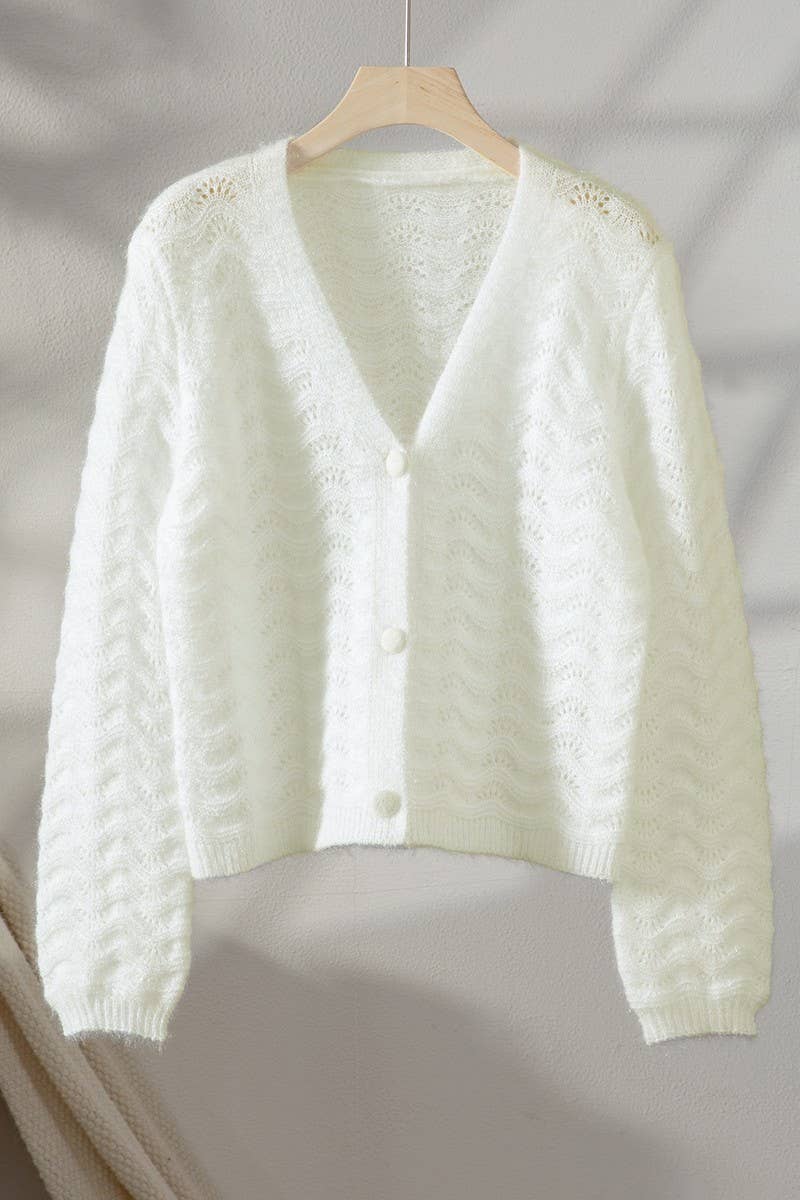 CWOCAL00730_SEXY MESH CUTOUT CROPPED V NECK KNIT SWEATER