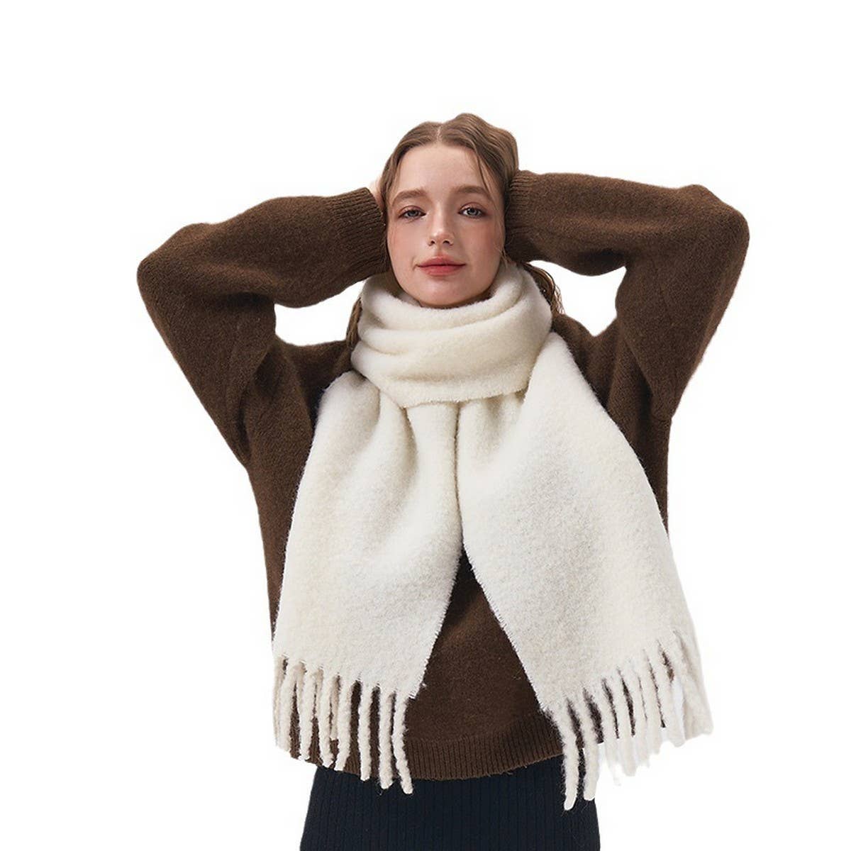 Wool Blend Solid Scarf ??Soft Warm Winter Wrap_CWASC2319