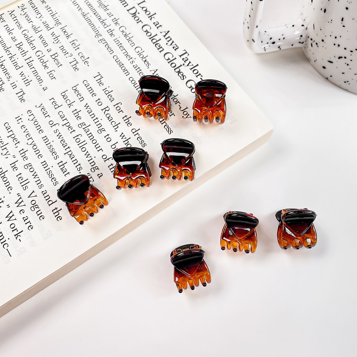 Mini 1.5cm Hair Claw, Tortoise & Black Bang Clips_CWAHA0719