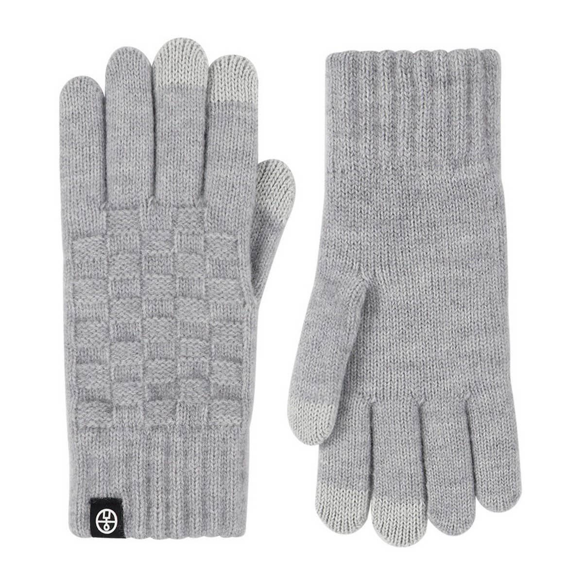 WINTER WARM PLAID KNITTED TOUCH SCREEN GLOVES_CWAG0410