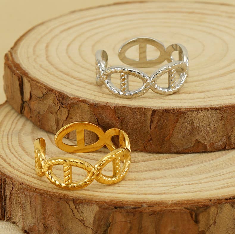 TITANIUM CUTOUT ADJUSTABLE STAINLESS STEEL RING