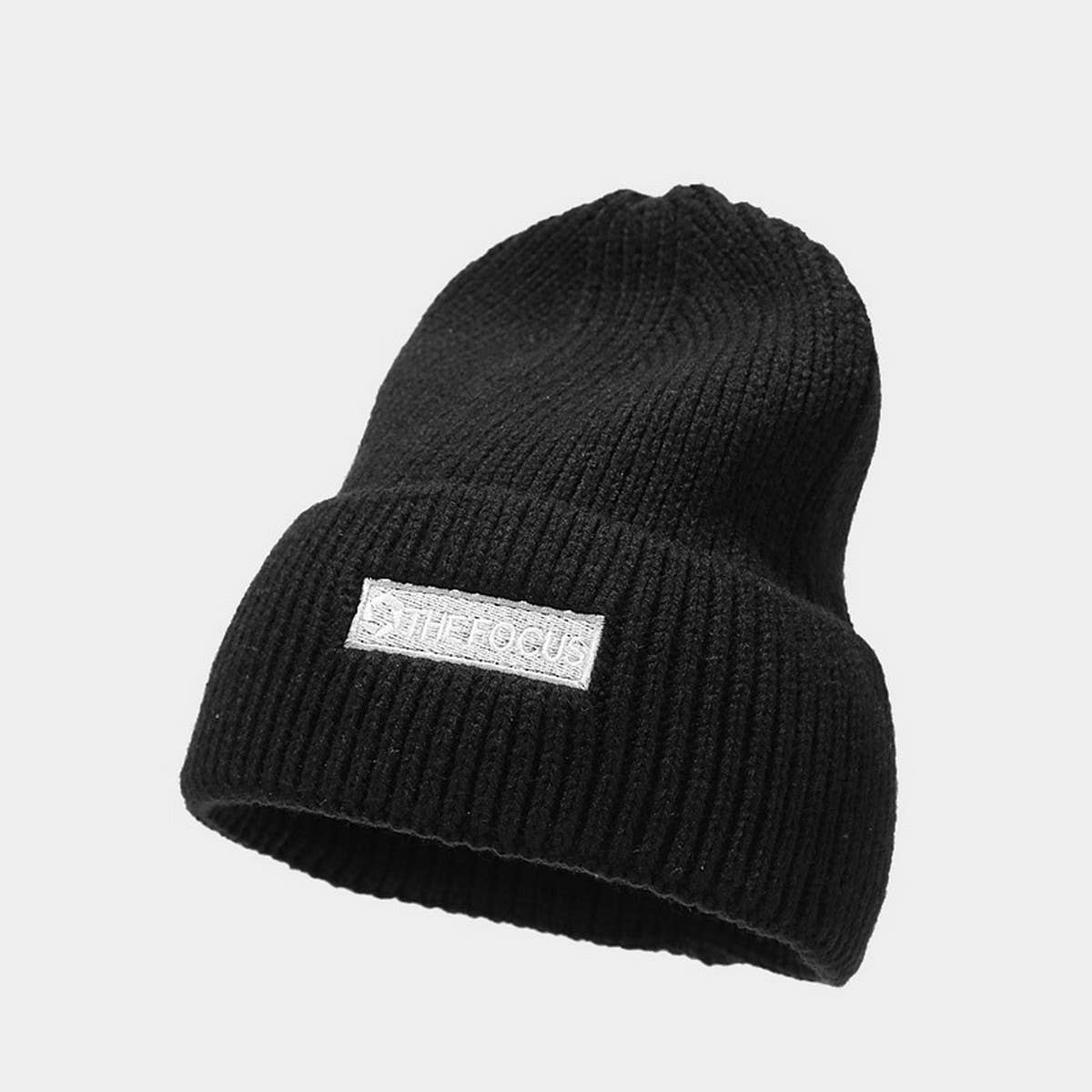 LETTER  THICKENED EMBROIDERED BEANIE KNITTED HAT_CWAH2073