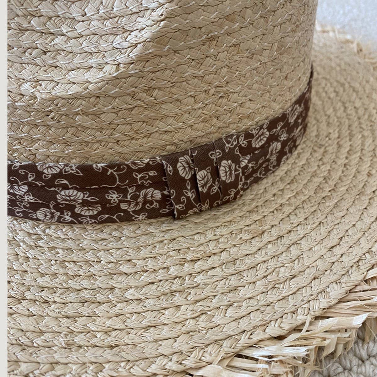 Summer large brim fur-edged straw hat_CWAH3470