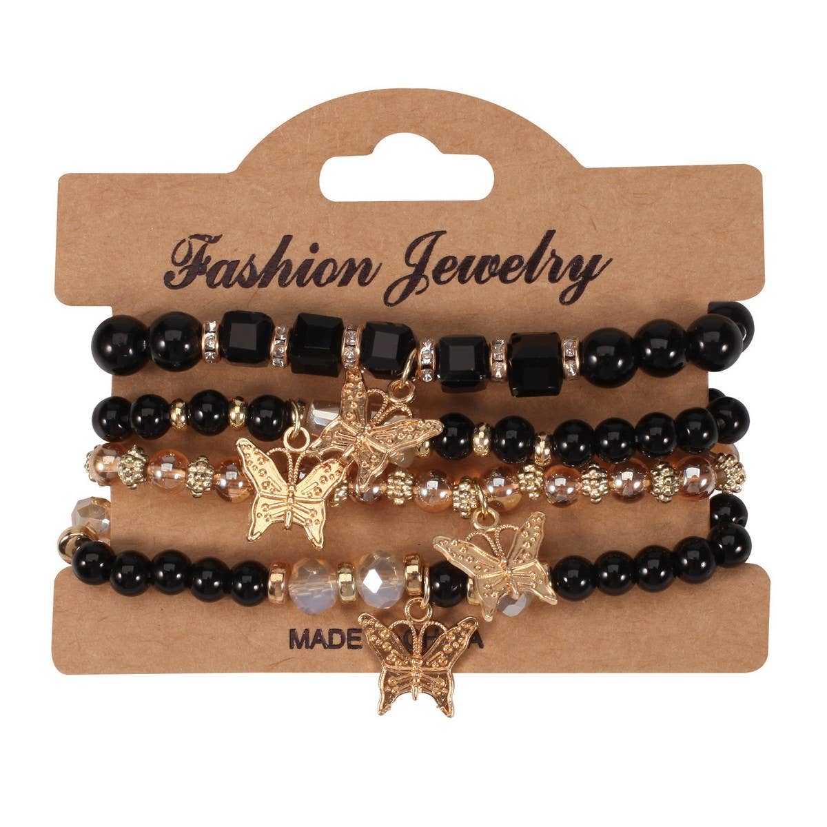 CWMM10435_BOHO BUTTERFLY CRYSTAL BEADED BRACELET SET 4PCS