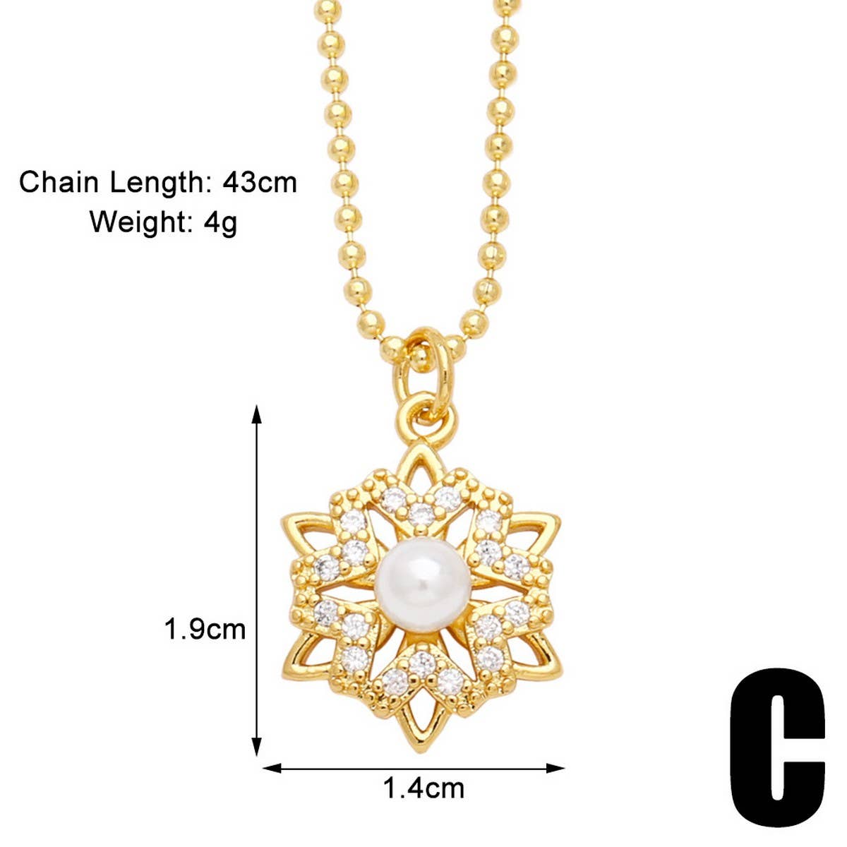 FLOWER PEARL INLAID ZIRCONIUM PENDANT NECKLACE