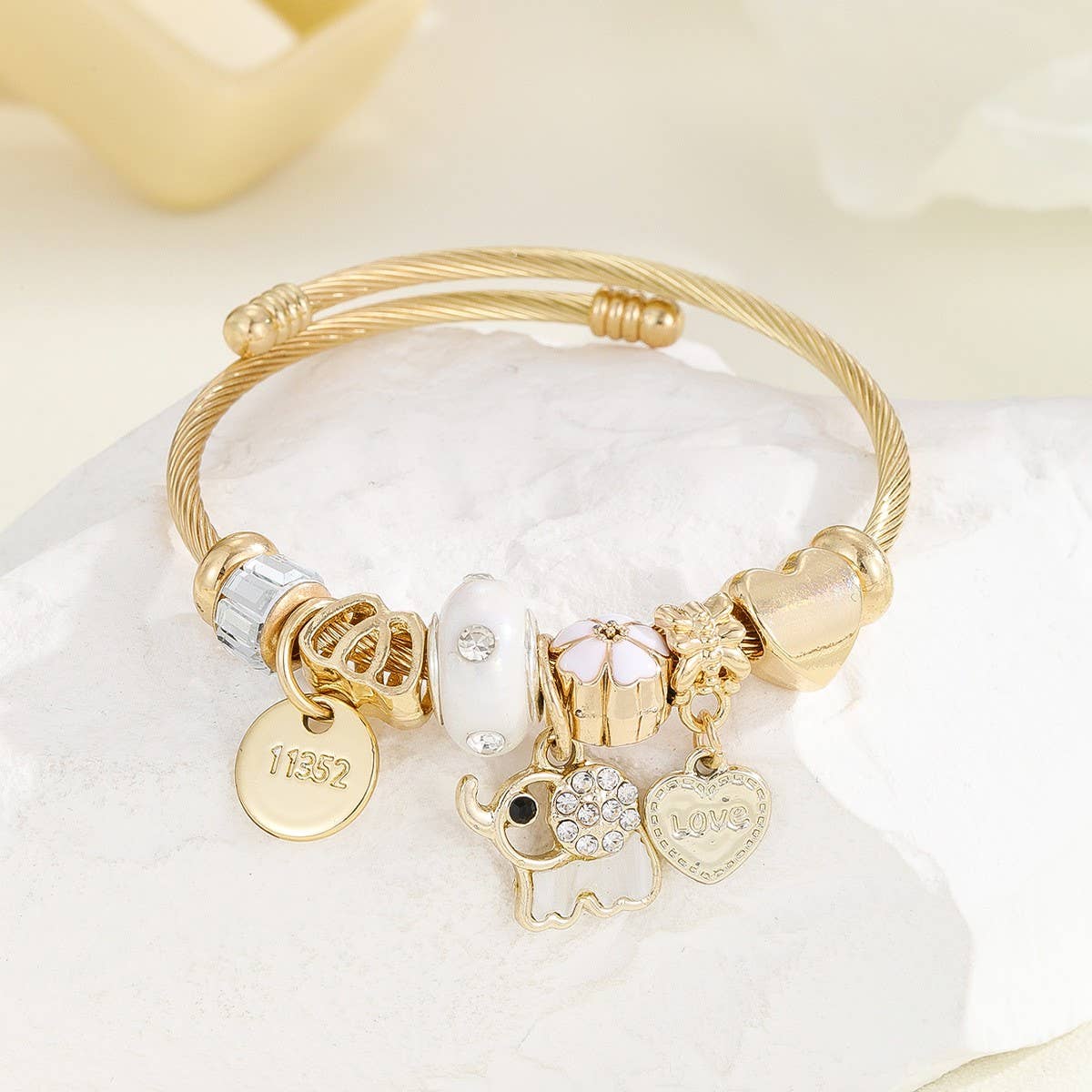 Trendy Stainless Steel Bracelet with Heart Charm