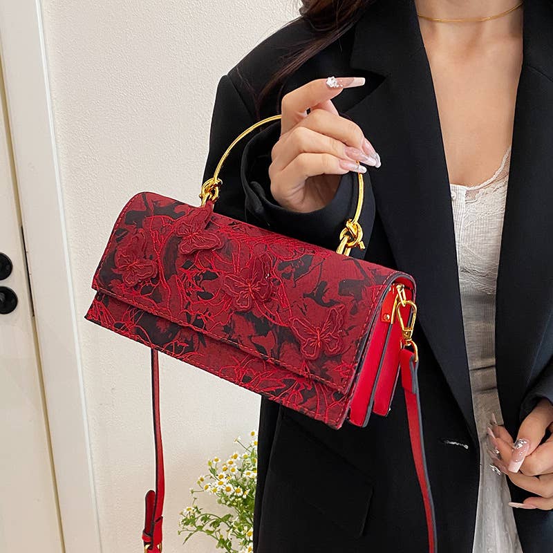 Lace butterfly single-shoulder chain square bag