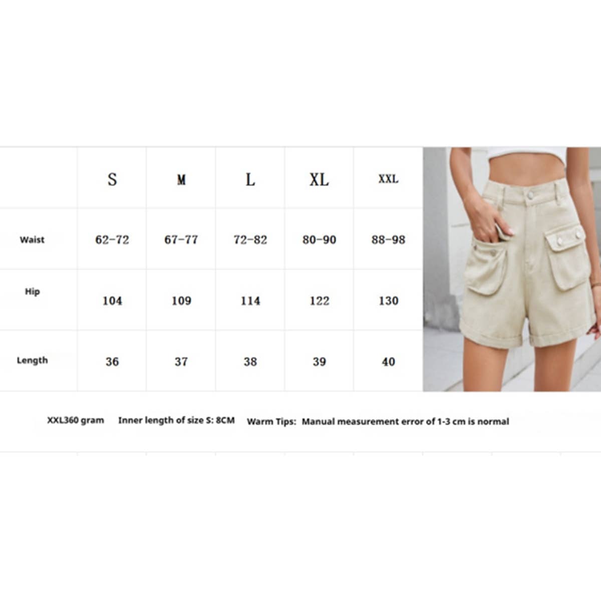 High Waist American Style Cargo Denim Shorts