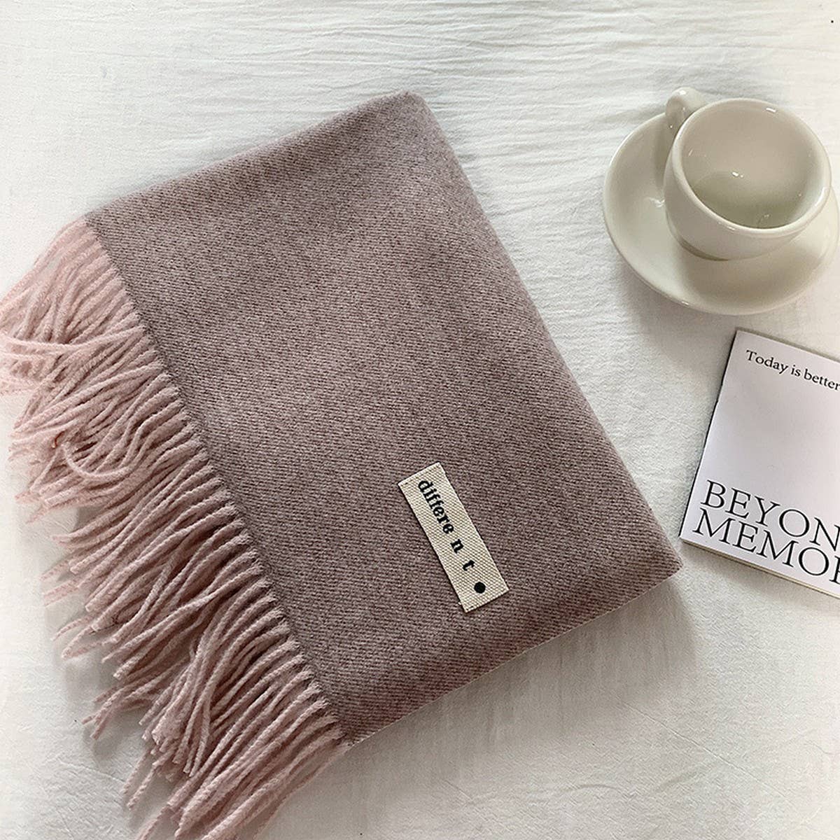 Colorblock Tassel Scarf - Thick Wrap for Students