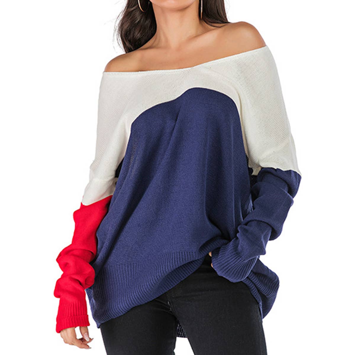 A THIN V-NECK SWEATER WITH A SLOUCHY PULLOVER