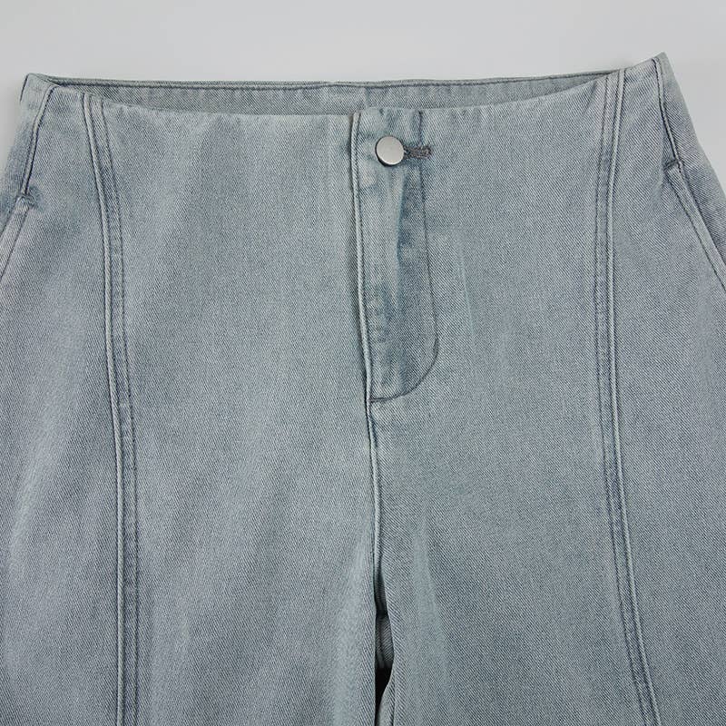 Deconstructed casual loose wide-leg jeans