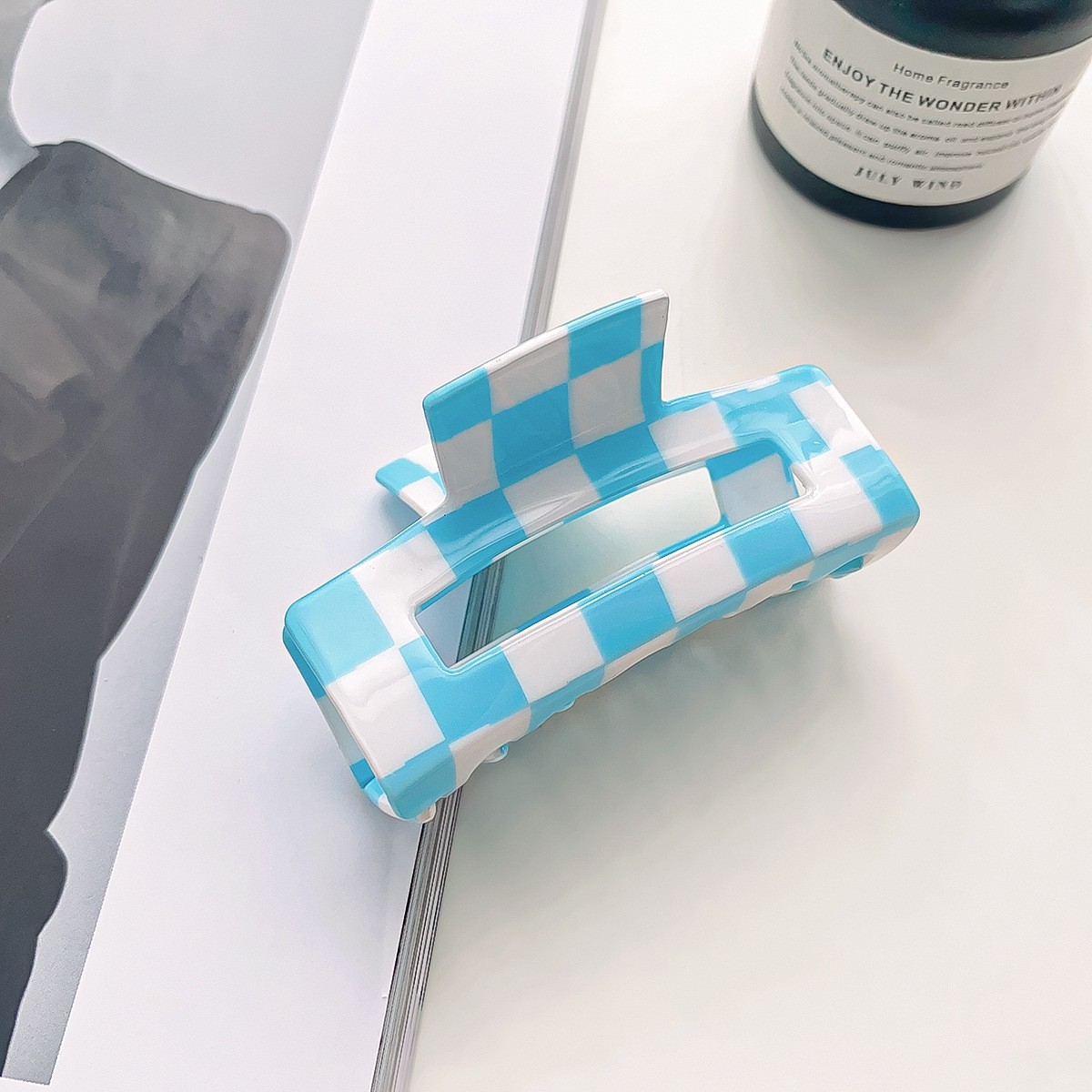 Checkerboard Hair Claw ??Candy Color Acetate Look_CWAHA0395