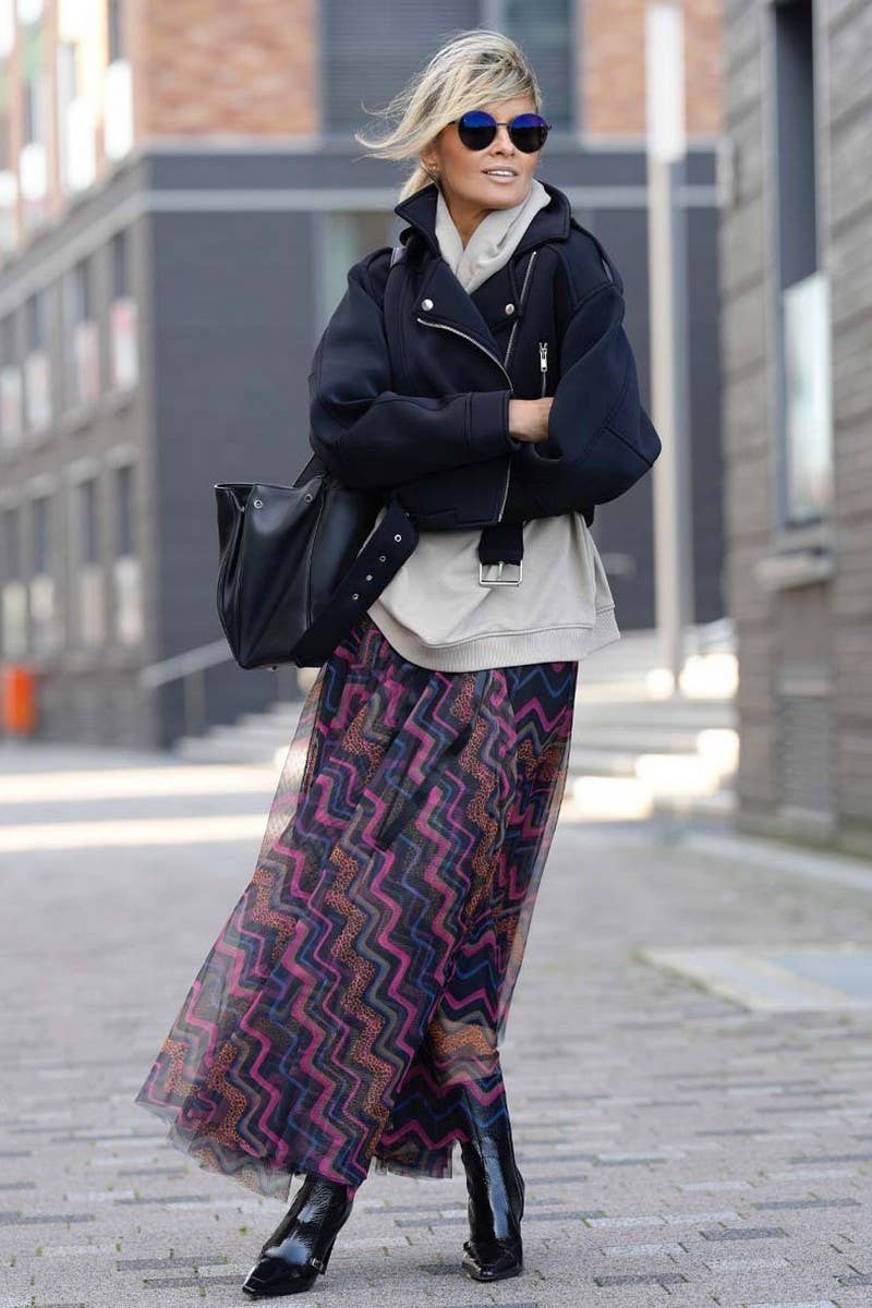 CWBLS134_MESH PRINT LOOSE SWING SKIRT