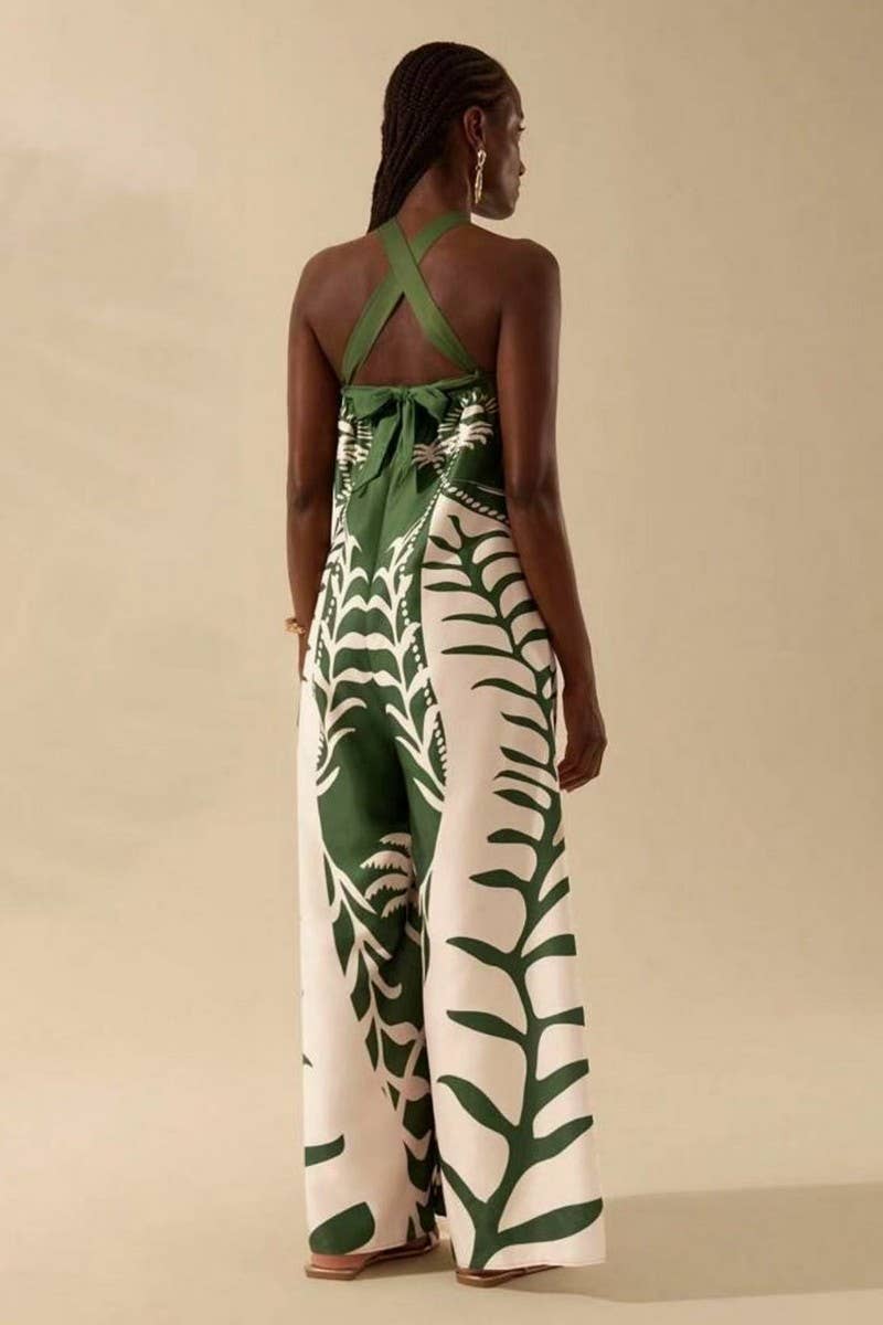 CWBLP2033_FLORAL HALTER SLEEVELESS WIDE LEG PANTS