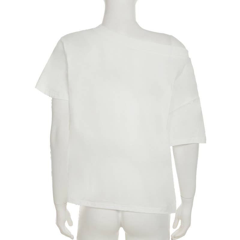 Hip hop style mouth print design one-shoulder Top