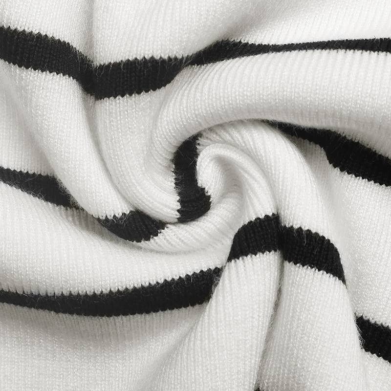 V-neck long-sleeved striped knitted sweater