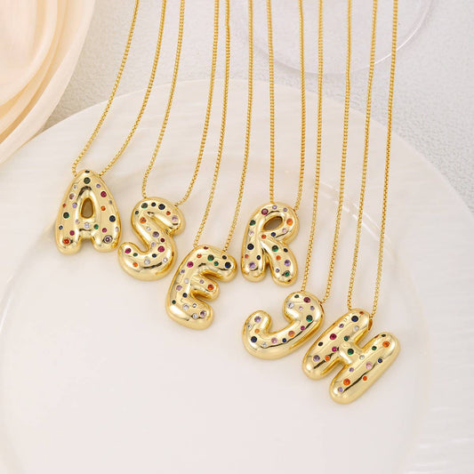 Creative Glossy Colorful Letter Pendant Necklace