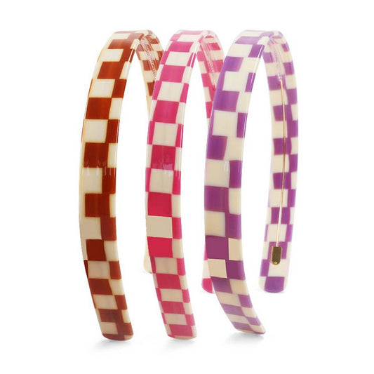 COLORFUL CHECKERBOARD ACETATE HEADBAND HAIRPIN