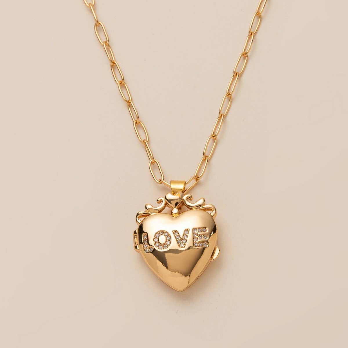 Heart Flower Album Pendant Necklace