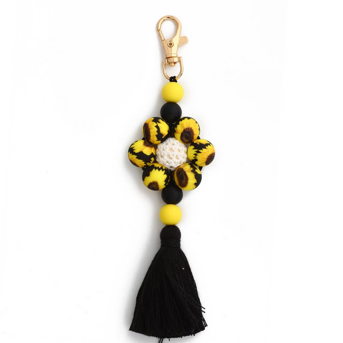 Beaded Tassel Bag Charm Creative Silicone Keychain_CWMM6864