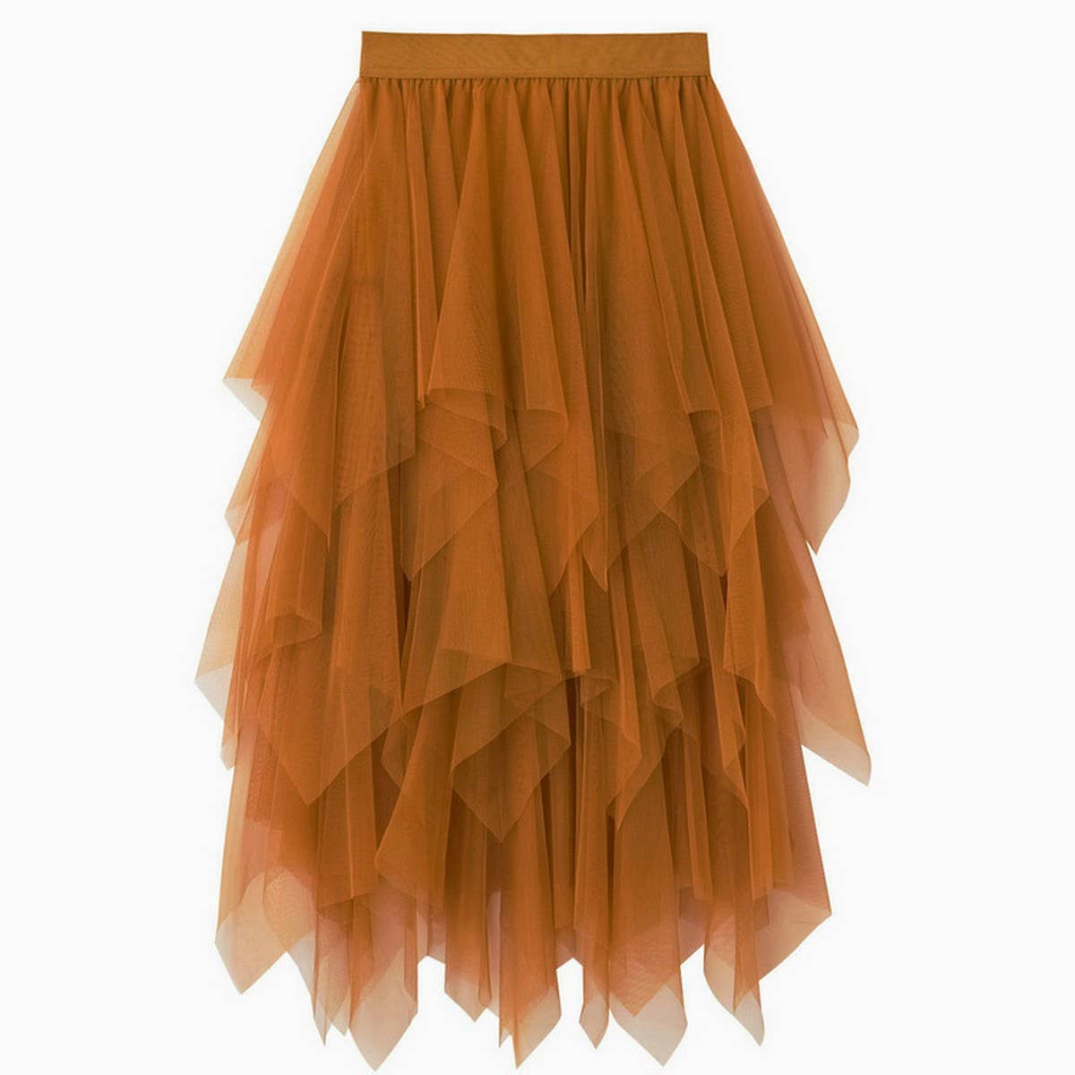 Asymmetrical Tulle High-Waist Midi Skirt_CWBMS0398